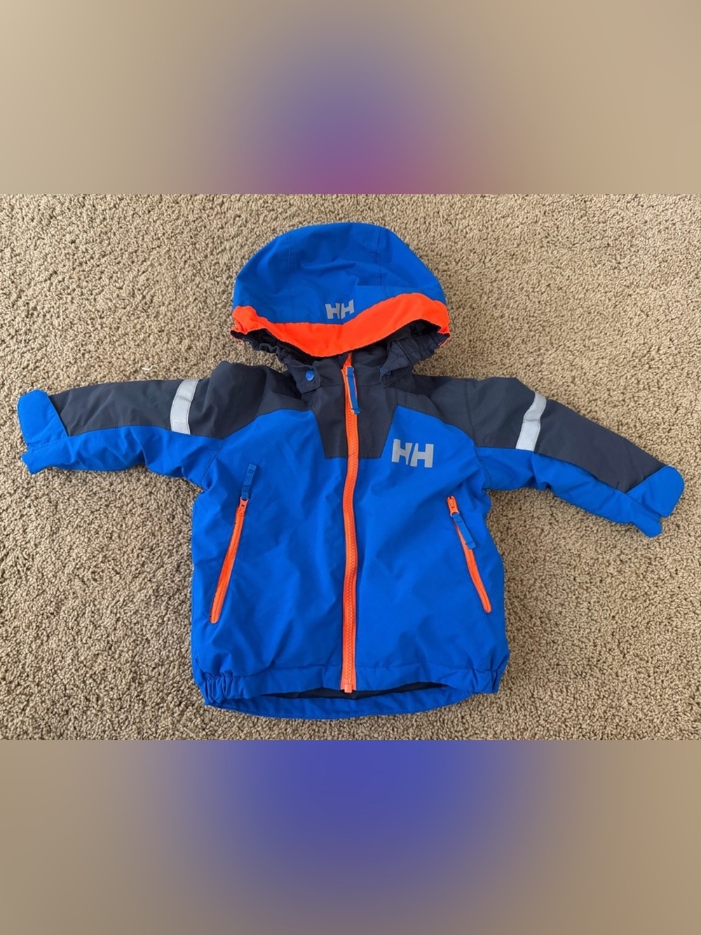 Helly Hansen Blue and Orange Kids' Hooded Shell Jacket